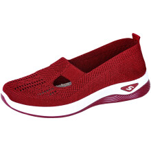 (Crimson red, 37) Women\'s Casual Slip-On Sneakers Soft Sole