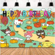 Bannière de fond sur le thème des dessins animés de la famille Sanrio pour anniversaire, décoration de fête d'enfants, accessoire photo, 70,8 x