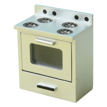 1/12 Scale Dollhouses Miniature Kitchen Stove Pretend Play for Kids Dolls House Cabinet Model for Dollhouses Silver