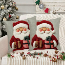 Housse de coussin de Noël améliorée, décoration de fête, décoration de canapé, coussin en lin T