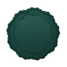 Round Silicone Placemat, Vintage Embossed Decorative Dish Mats Heat Resistant Waterproof Placemats for Dining Table, Silicone Lace Banquet Decoration