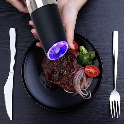 Gravity Electric Salt and Pepper Grinder with LED Light and 1