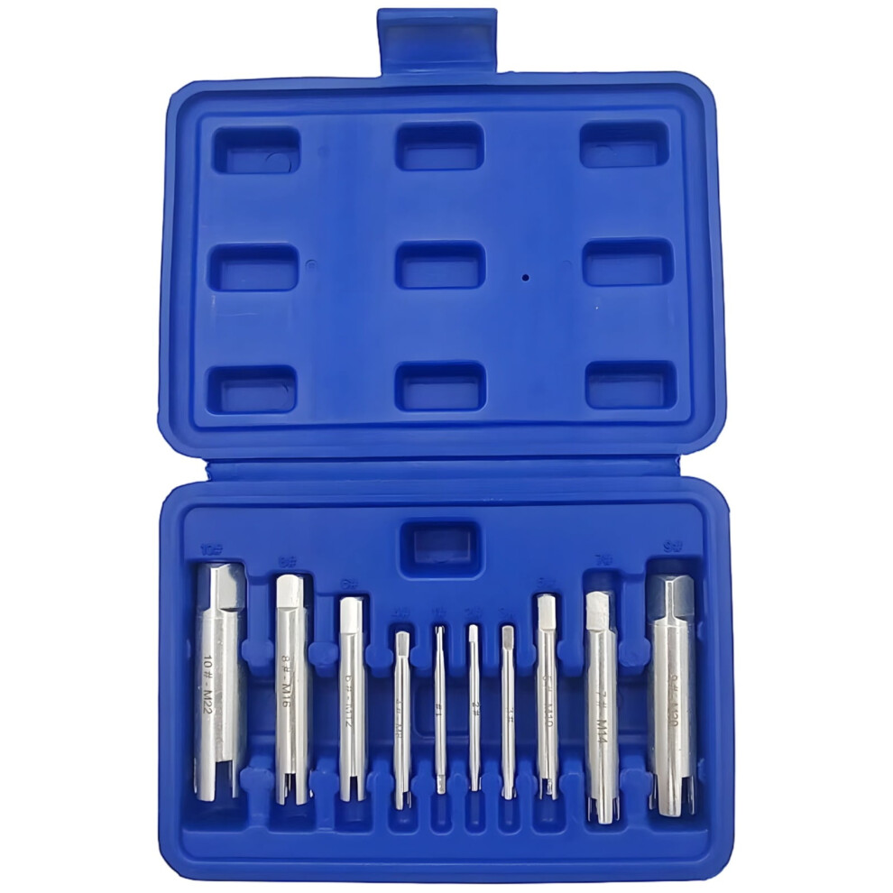 10Pcs Screw Extractor Set (M4-M22), Carbon Steel, With Carry Box Â Compatible With Stripped/Damaged Screws 9327961906280