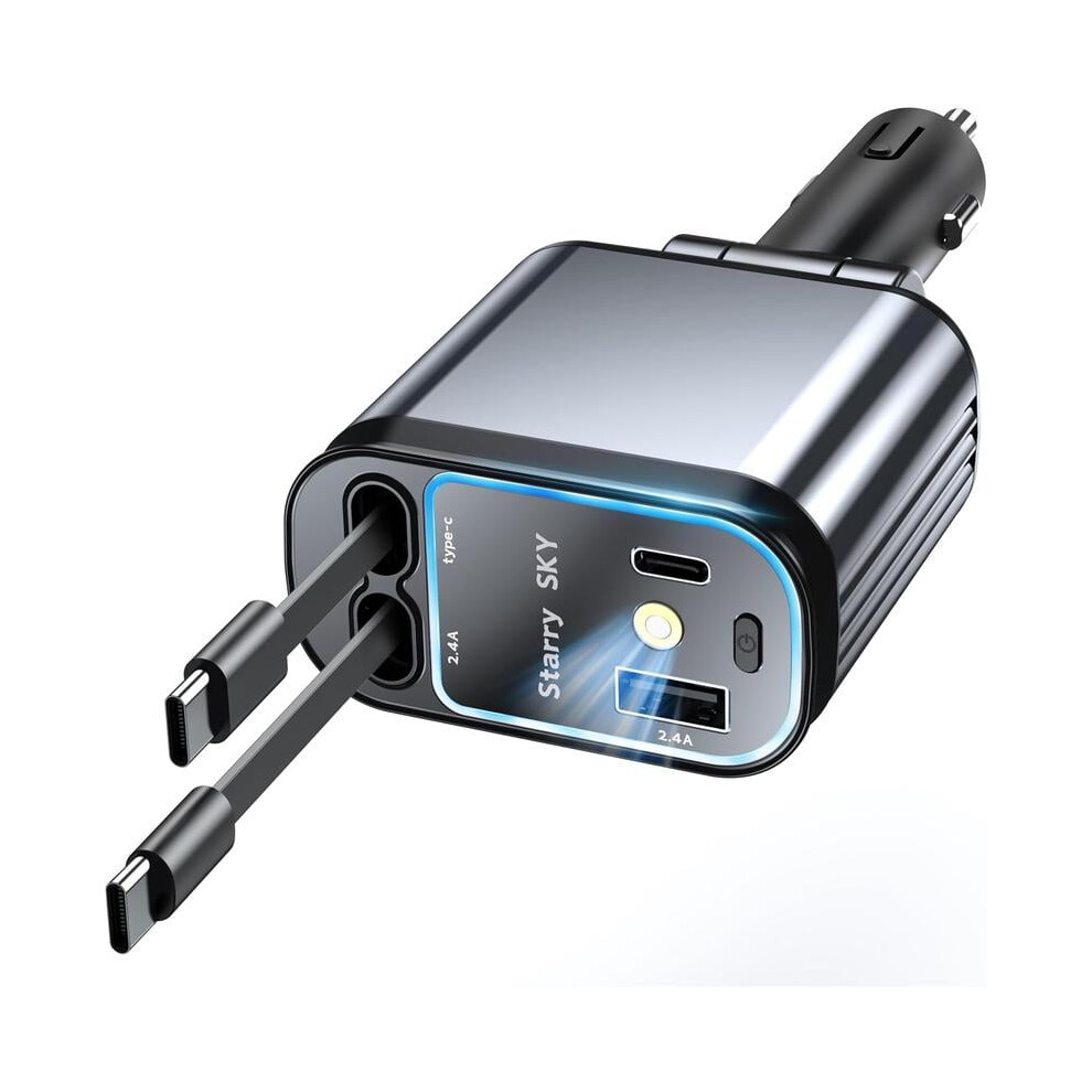 4-In-1 Retractable 69W Fast Charger With Starry Compatible With All Iphones & Android (Lightning+Usb-C) Light 9130661148504