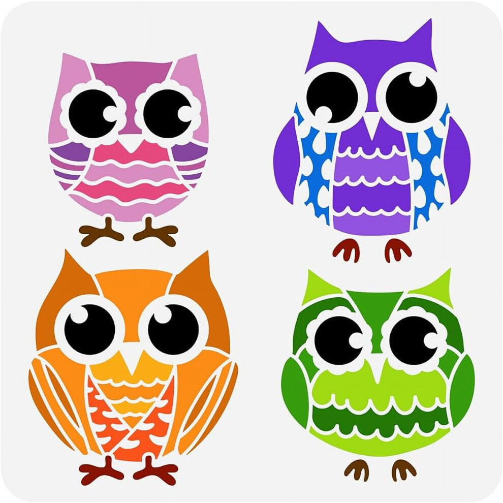 1Pc Owl Cartoon Reusable Drawing Template Stencil 11.8X11.8inch For Painting On Wood Floor Wall And Furniture 9130661148733