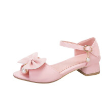 Girls Sandals Kids Heels Open Toe Ankle Strap Dress Shoes Flower Wedding Party for Toddler Little Big Kid Pink 12-12.5 Years