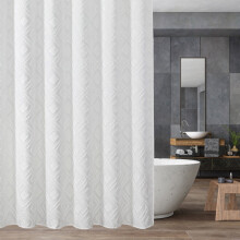 Rideau de douche style ferme moderne, en polyester imperméable et résistant, avec crochets, motif bohème à rayures brodées pour salle de bain.