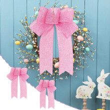 Jute-Schleifen-Set, 2er-Pack, 25 cm, 5-Schlaufen-Dekorationsschleifen zum Verpacken von Geschenken und für Partydekorationen, rustikale Hochzeits-