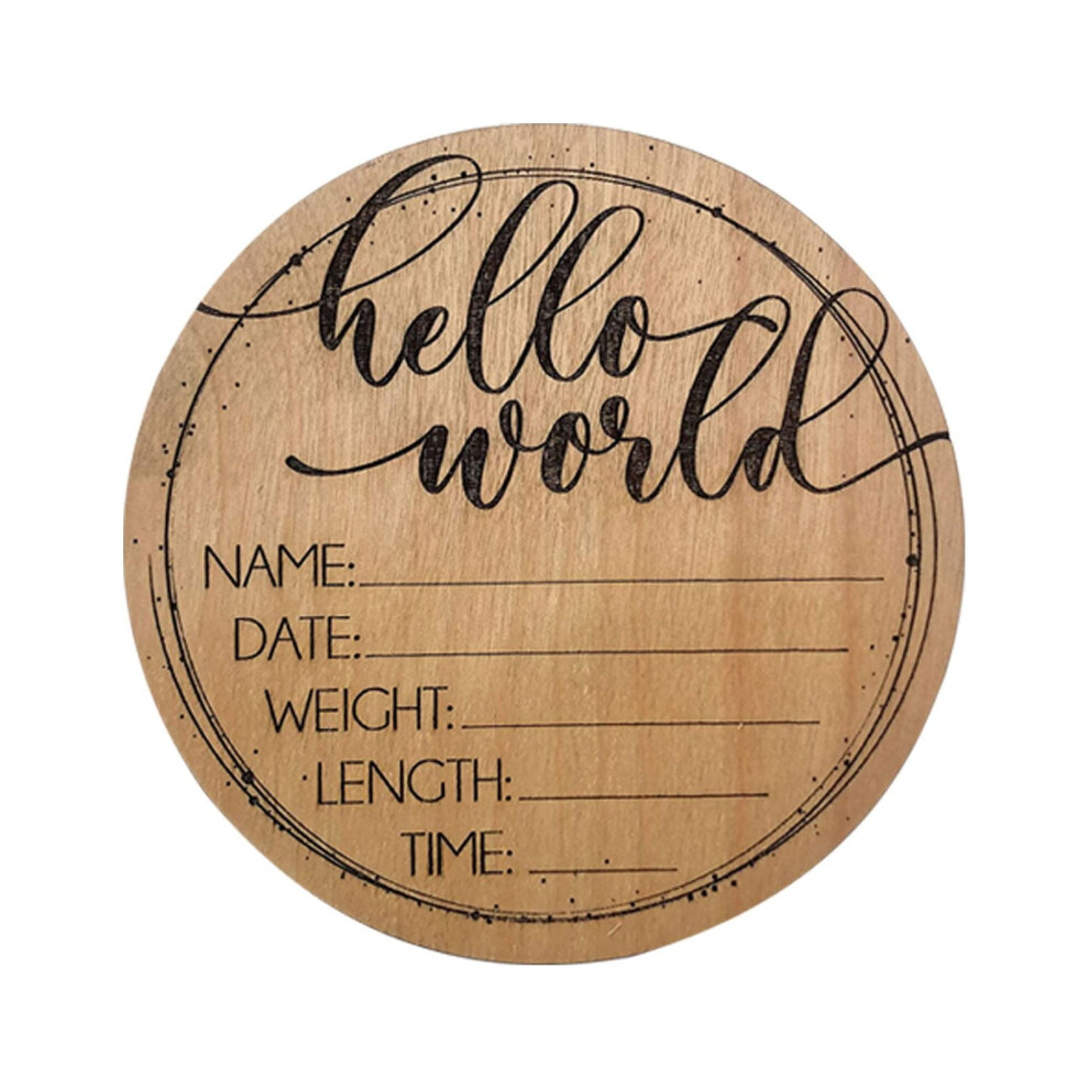 Baby Announcement Sign, 5.5” Wooden Hello World Newborn Name Sign, Gender-Neutral Welcome Baby Keepsake, Personalized Photo Prop for Boys & Girls