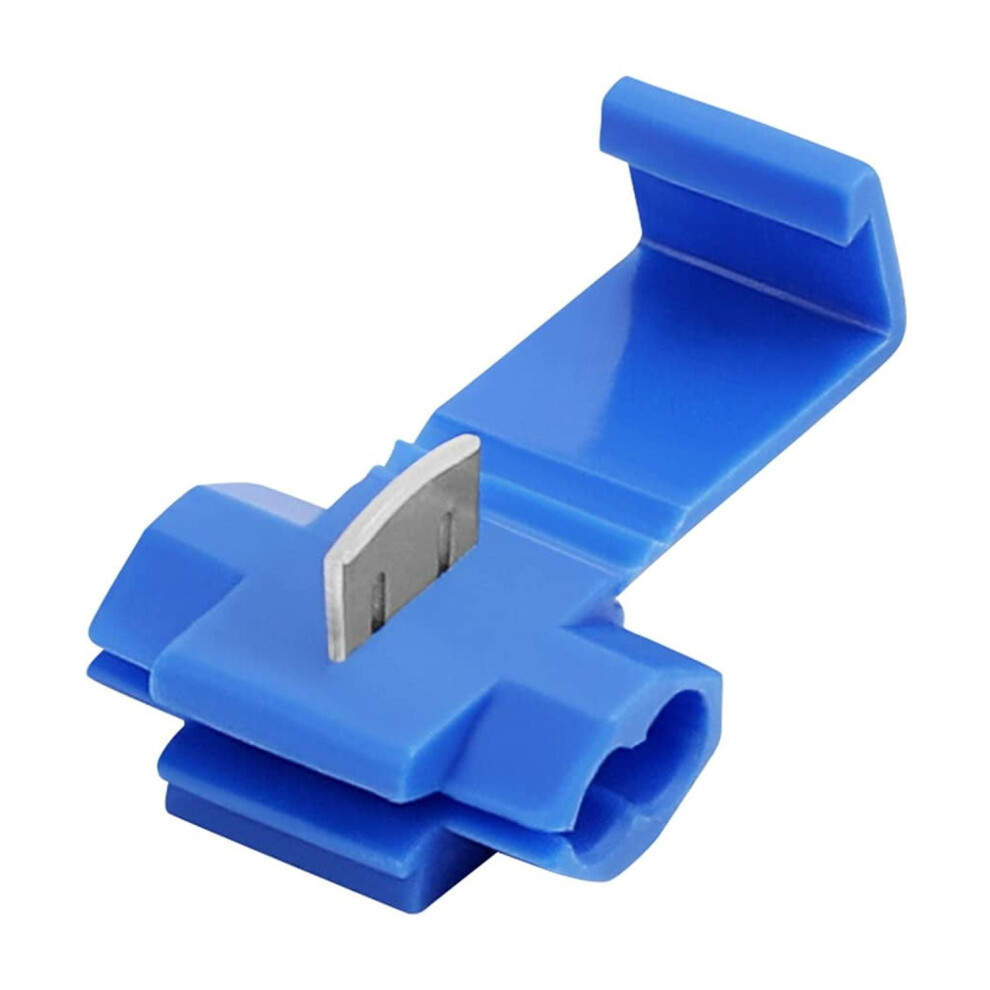 100Pcs Solderless Quick Splice Connectors, 18-14 Awg, Blue Cold-Pressed Insulated Wire Crimp Connectors 9130661149303