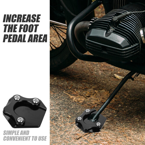 Motorcycle Kickstand Pad Aluminum Alloy Black 2