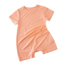 Macacão infantil unissex sem pés, manga curta, para brincar e dormir, laranja, 0-3 meses.