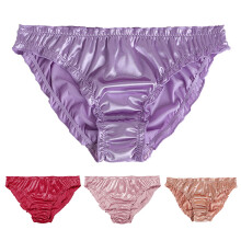 Lady Panties Low Waist Bouncy Solid Color No Constraint Comfortable Anti-peeking Soft Silky Pure Color Women Underpants for Inner Wear,White