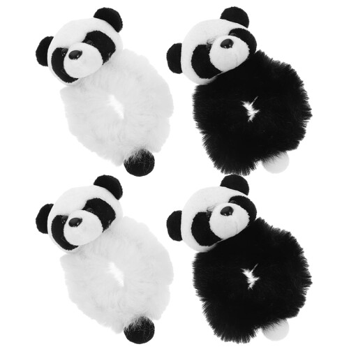 Topbathy4Pcs Ασαφείς Σκράντσιες με Ζώα για Κορίτσια Λούτρινες Λευκές