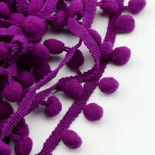 Pompom Trim Ball Fringe Ribbon DIY Sewing Accessory Lace 1/5/15 yards-Purple-1 yd