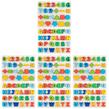 8Ensembles Jouets Apprentissage Puzzle Formes Lettres Chiffres Bois