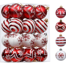24ct Red & White Shatterproof Christmas Ball Ornaments, 2.36", Bulk Holiday Tree Decor, Compatible with Standard Tree Hooks