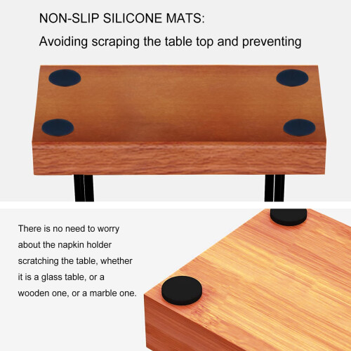 Rustic Natural Wood Iron Napkin Holder Organizer for Kitchen Dining Table 2