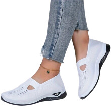 (White, 35) Women\'s Casual Slip-On Sneakers Soft Sole