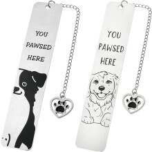 2Pcs Funny Dog Paw Bookmarks, Stainless Steel, Compatible with All Books, Gifts for Dog Lovers & Book Fans