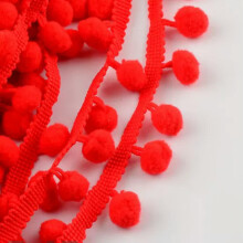 Pompom Trim Ball Fringe Ribbon DIY Sewing Accessory Lace 1/5/15 yards-Red-15 yds
