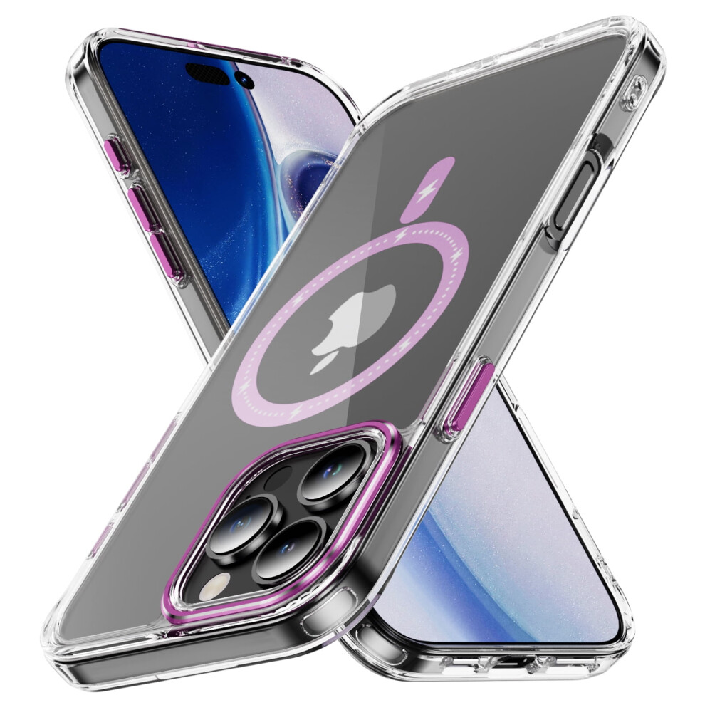 Slim Shockproof Clear Phone Case For Iphone 16 Pro, Compatible With Magsafe, Anti-Fingerprint, Pink 9327961907997