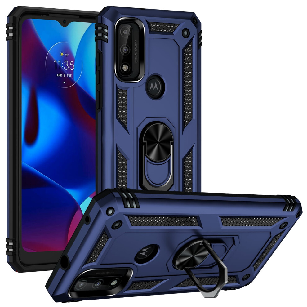 Moto G Pure Case, Military-Grade Shockproof Cover With 360 Rotating Kickstand - Blue 9327961908123