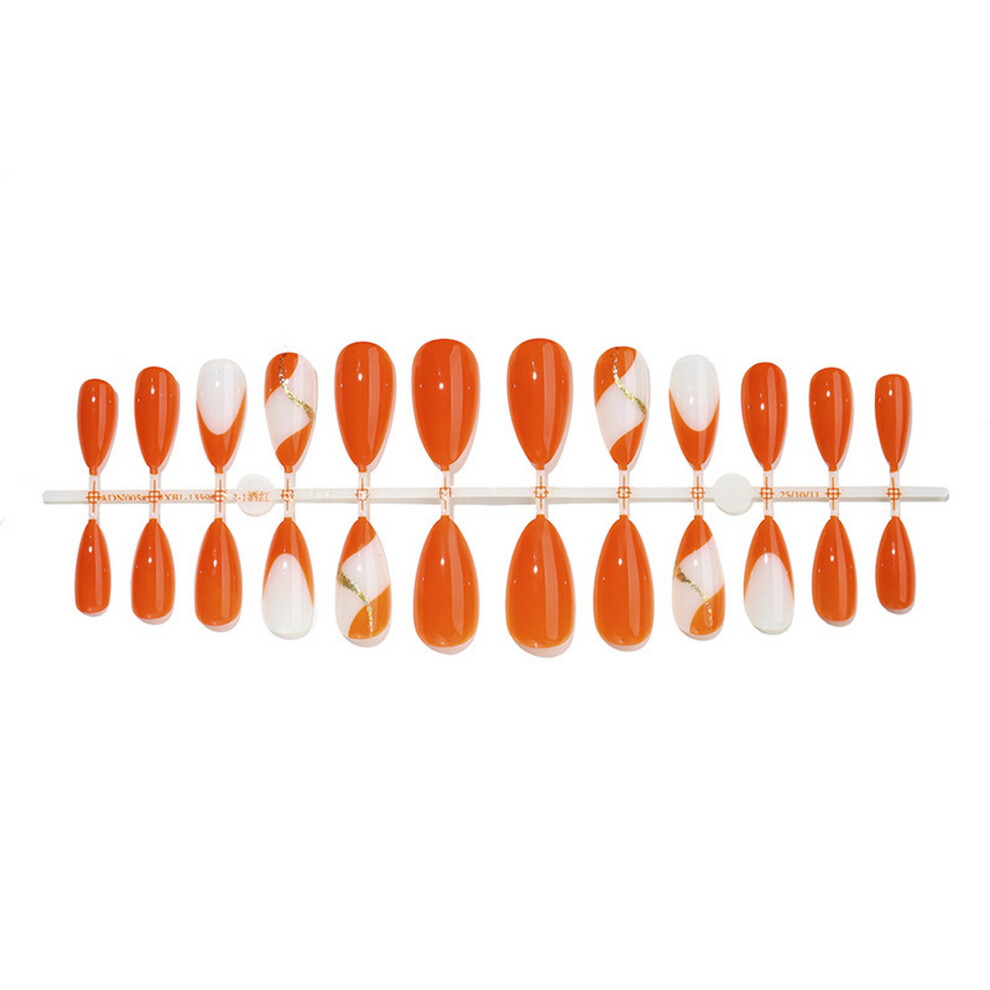 Creation-3C (1Xb1 13600) 24Pcs Glossy Fake Nails With Metal Decor