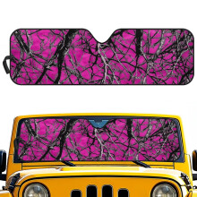 Windshield Sunshade Compatible with Jeep Wrangler JK/JKU/JL/JLU (1997-2023) & Gladiator JT (2020-2023), UV-Blocking, Pink Hunting Camo