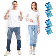 Disposable Rain Ponchos Family 6 Pack/Adults 4-10 Pack/Kids 6 Pack-50% Thicker with Sleeve
