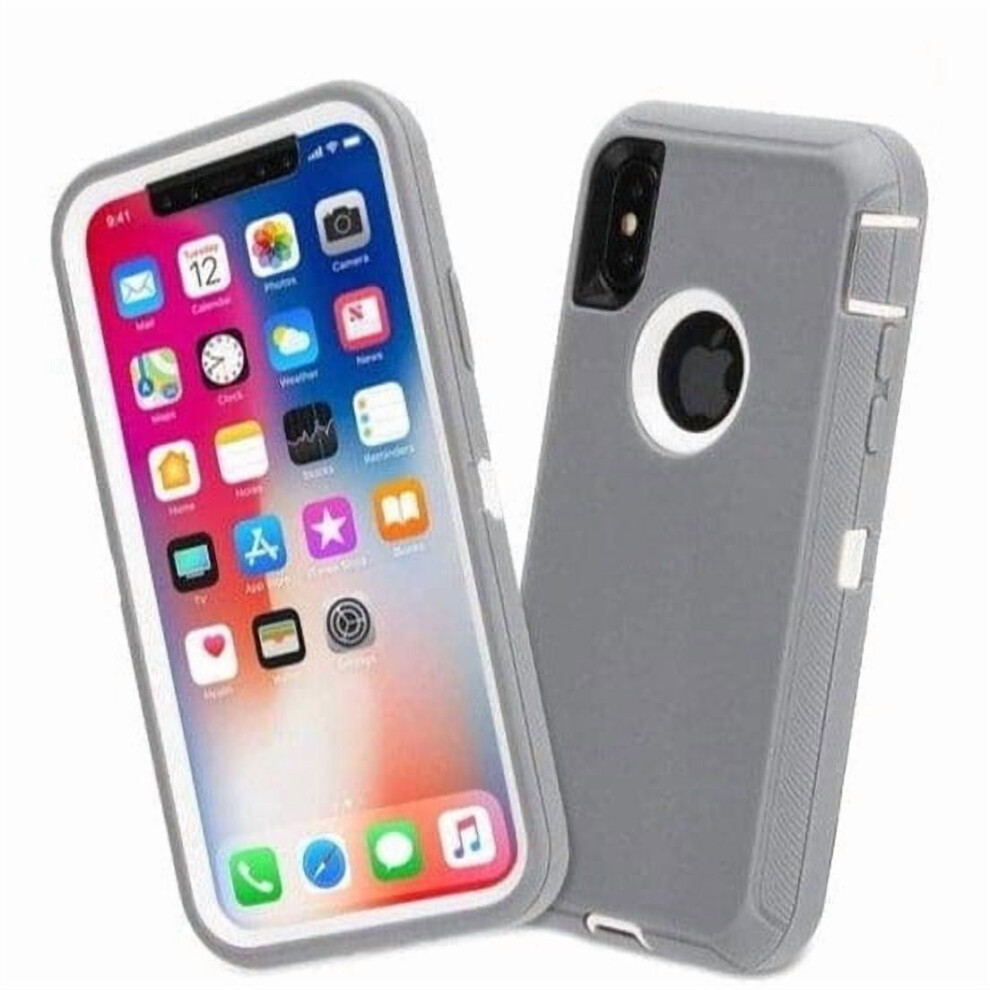 Iphone X Heavy Duty Case Shockproof 3-Layer Rubber Gray 9401284142737
