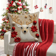 Housse de coussin de Noël améliorée, décoration de canapé, coussin en lin, housse de coussin de décoration de Noël pour canapé, V