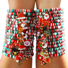 Bracelets extensibles de Noël à perles, bracelets empilables à perles rondes, bracelets Heishi Surfer ajustables