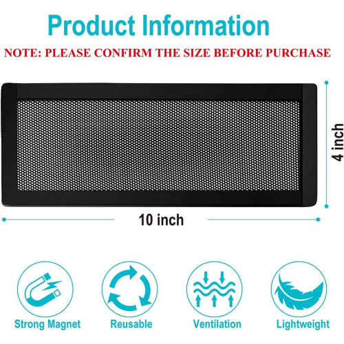 Black Magnetic Floor Vent Covers Plastic Rectangle 4PCS 1