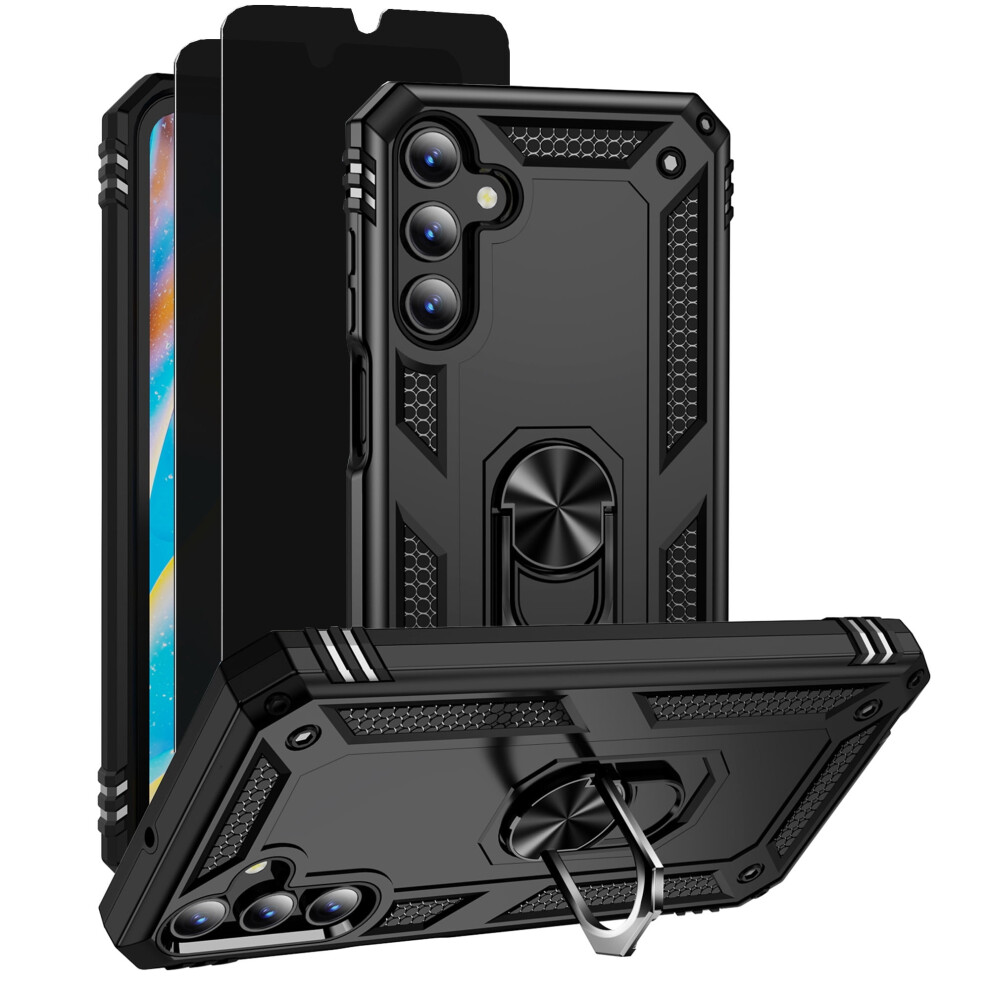 Compatible With Samsung Galaxy A15 5G Case With Privacy Screen Protector, Military-Grade Shockproof Cover With 360 Rotating Kickstand - Black 9327961909014