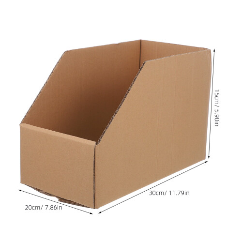 unbranded Corrugated Paper Storage Basket Stackable Shelves Desktop Light Brown 1