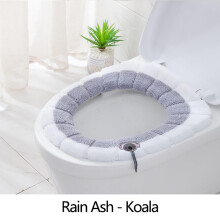Abattant de toilette en maille épaisse lavable avec poignée, forme en D, gris – Compatible avec les toilettes standard