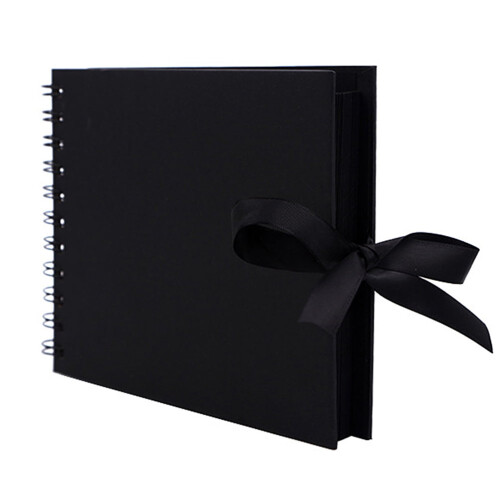 A5 21,5x15cm Μαύρο DIY Άλμπουμ Φωτογραφιών Scrapbooking με Κορδέλα σε Φιόγκο 1