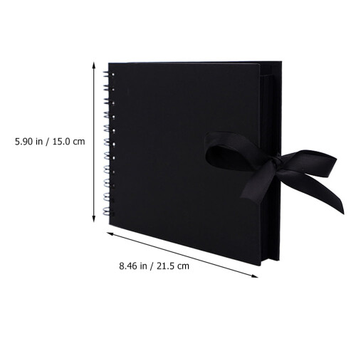 A5 21,5x15cm Μαύρο DIY Άλμπουμ Φωτογραφιών Scrapbooking με Κορδέλα σε Φιόγκο 2