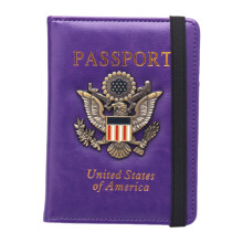 Leather Passport Holder with 3D Metal Badge and RFID