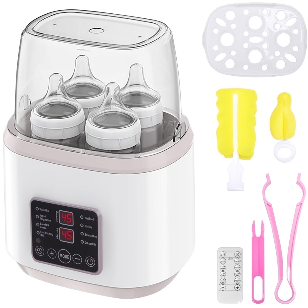 8-in-1 Baby Bottle Warmer with Timer, Sterilizing, Heating & Thawing – Fits 2 or 4 Bottles, Compatible with All Standard Bottles