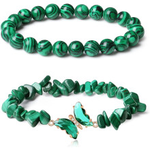 2Pcs Butterfly Crystal Bracelets for Women – Natural Gemstone Stretch Beaded Jewelry, 8mm, Gift for Birthday