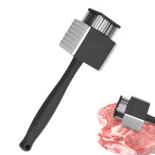 Ensemble de marteau à viande en acier inoxydable avec double tête et poignées ergonomiques antidérapantes – Compatible avec le bœuf, le porc