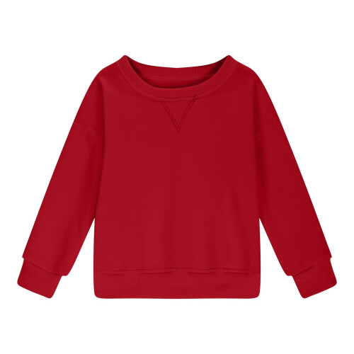 Pull à manches longues pour filles, col rond, coupe ample et décontractée, idéal au quotidien. 2