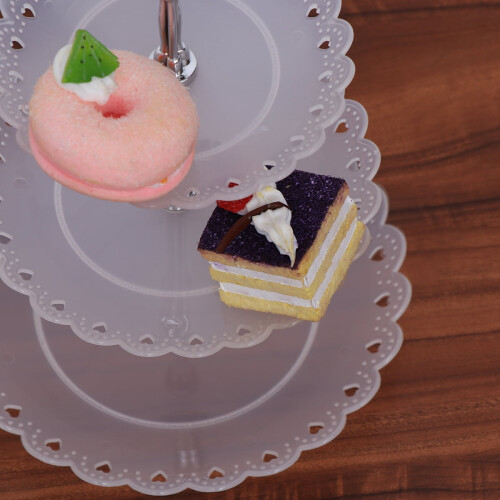 Transparent dessertdisplay med tre lag serveringsfad til bryllup og hjem 1
