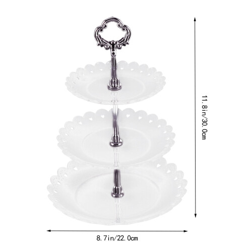 Transparent dessertdisplay med tre lag serveringsfad til bryllup og hjem 2