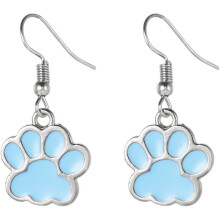 Stainless Steel Cute Cat Dog Paw Style Enamel Filled Dangle Drop Earrings