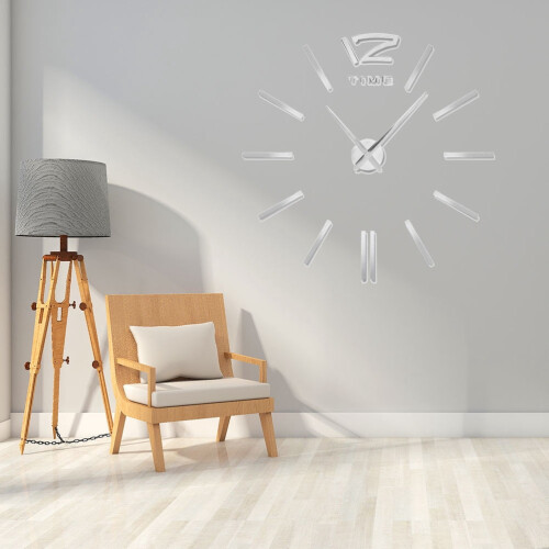 1 Set Wall Clock For Living Room Decor Silver Color With Diy Feature 1