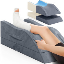 Leg Elevation Pillow – Memory Foam Wedge for Post-Surgery, Back/Knee/Hip/Ankle Pain Relief & Circulation – Grey