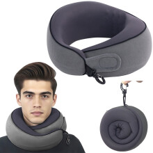 Utazó nyakpárna ergonomikus memóriahabos, sötétszürke